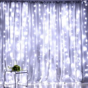 Guirlande Lumineuse Rideau 300 Led Avec T&eacute;l&eacute;commande Et Minuterie Pour D&eacute;coration Int&eacute;rieure/Ext&eacute;rieure, 3 X 3 M, Alimentation Usb - Neuf