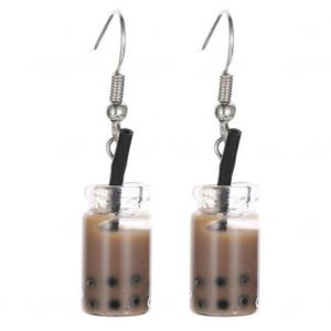 Dr&ocirc;le De Citron Glace Th&eacute; Noir Perle Lait Th&eacute; Boucles D'oreilles Taiwan Boba Bubble Tea Dr&ocirc;le Boucles D'oreilles Pour - Neuf