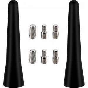 2 Pi&egrave;ces 6.5cm Mini Antenne Voiture Courte, FM/AM Tige d'antenne de Voiture, Mini Antenne de Voiture Universelle, avec 6 Vis M4/M5/M6, pour la R&eacute;ception Radio FM/AM - Neuf