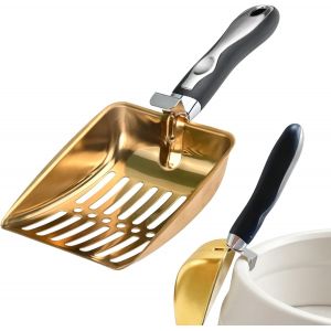 Kalanka-Pelle Litiere Chat Et Pelle A Litiere Chat En Acier Inoxydable 430 Avec Maillage Filtrant Efficace, Design Accroche Pour Bac &Agrave; Liti&egrave;re Avec Trou De Suspension, Manche Pp, Couleur Or, Longueur - Neuf