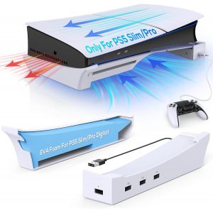 Support Horizontal Pour Console Ps5 Slim Avec Hub, Base Accessoires Pour Ps5 Slim Pro Disc & Digital Edition, 1 Port Usb 2.0 De Chargement Rapide & 3 Port De Transfert De Date - Bl[Audio3577] - Neuf