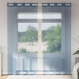 Rideaux En Voile Avec ?Illets 2 Pcs Bleu Royal - Neuf