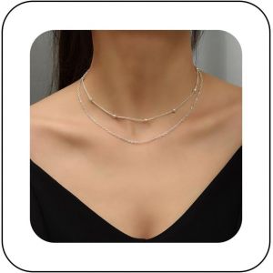 Kal-Collier Ras Du Cou En Cha&icirc;ne Satellite Boho Argent&eacute; Colliers De Perles De Rocaille Collier De Perles Vintage Collier De Perles De Rocaille Collier De Perles De Rocaille Bijoux De Cha&icirc;ne - Neuf