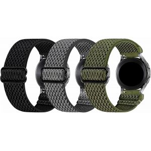 Lot De 3 Bracelets De Montre À Dégagement Rapide De 22 Mm Solo Loop Réglables En Nylon Élastique De Rechange En Tissu Tressé Pour Homme Et Femme - Neuf