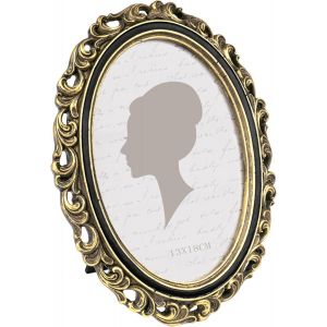 Cadre photo vintage de 12,7 x 17,8 cm, cadre photo ovale antique avec fa&ccedil;ade en verre, affichage photo de luxe, suspension murale, dor&eacute; noir - Neuf