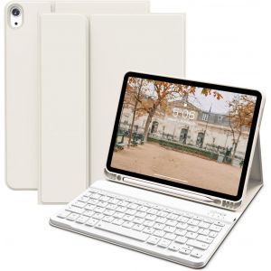 Étui De Clavier Pour Ipad Air 11"" 2024 M2/2025 M3,Pour Ipad Air 5e/4e Génération 2022/2020 10,9"",En Tpu Souple Avec Porte-Stylo,Clavier Qwertz Bluetooth Amovible,Blanc - Neuf