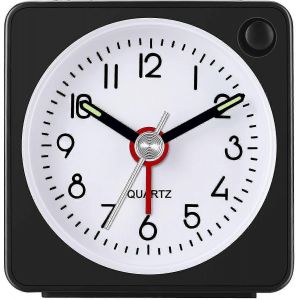 R&eacute;veil analogique de voyage, ultra-compact avec fonction snooze et &eacute;clairage, ultra-silencieux, sans tic-tac, fonctionne sur piles. - Neuf