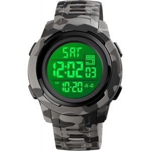 Eryi-Homme Et Femme Sport Digitale Montre 50m Etanche Outdoor Militaire Led Alarme Chronomètre Montres Bracelet Plastique Er Caoutchouc - Neuf