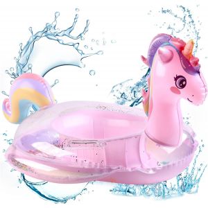Kal-Bouée Licorne Gonflable,Bouée Pour Bébé,Gonflable Flotteur Piscine Enfant, Bouée De Natation Pour Bébé À Partir De Pour 1 À 5 Ans, Flotteur De Piscine Gonflable Avec Paillettes - Neuf