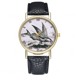 Montre-Bracelet A Quartz Avec Cadran Retro, Unisexe Et Decontractee, Pour Hommes Et Femmes, Noire - Neuf