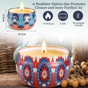 Bougie Parfum&eacute;e Ensemble Cadeau 4 Pi&egrave;ces, en Cire De Soja Naturel en Portable, pour L'aromath&eacute;rapie Mariage Bath Yoga Cadeau de F&ecirc;te des M&egrave;res, La Saint Valentin et No&euml;l - Neuf