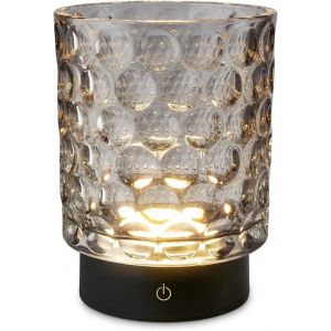 Kalanka-Briloner - Lampe De Table Led Sans Fil Ip44 Avec Corps En Verre, Variateur Tactile, Batterie Et Source Interchangeables, Lampe De Chevet, Lampe D&eacute;corative, Batterie, Salon, 15x11 Cm, Gris - Neuf