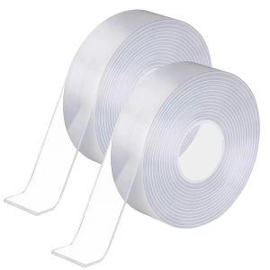 2 PCS 10m X 2 Cm Super Strong Double Sided Nano Tape Removable,Amovible,,Lavable Scotch Double Face,Colle Forte Sans Traces,Scratch Autocollant Double Face Maison Bureau Voiture - Neuf