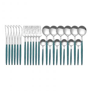 24pcs Ensemble De Vaisselle En Acier Inoxydable Ensemble De Couverts De Cuisine Couteau Fourchette Cuillère Vaisselle Vaisselle Argenterie Minimaliste-En Stock - Neuf