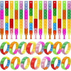KAL-30 Pièces Bracelet Enfant, Bracelet Anti Stress Multicolore, Jouet Anti Stress Enfant, Bracelet Silicone Enfant, Bracelet De Récompense En Silicone Pour Classe Récompenses Et Petits Cadeaux - Neuf
