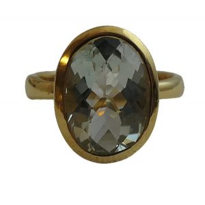 Yemaesre-Bague Élégante Améthyste Verte - Anneau En Argent Sterling Plaqué Or Avec Pierre Facettée Ovale - Bijou Sophistiqué Pour Femme Élégante (Us Size 6 / Diameter 16.5 / Eu 52) - Neuf