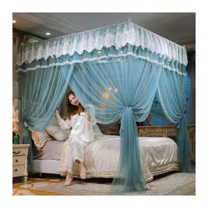 Ciel de lit a baldaquin avec moustiquaire en dentelle et support en acier inoxydable, decoration pour chambre de princesse - Neuf