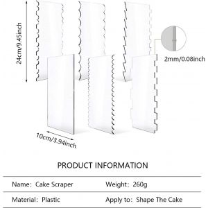 KAL-Grattoir À Gâteau En Acrylique Transparent, Gâteau Grattoir Décoration Peigne Pour Crème, Outils Pour Gâteaux De Différentes Formes - Neuf