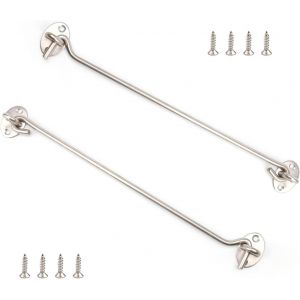 ChenQuanSarl-2 Pièces Fermeture Porte, 300 Mm Silver Crochet De Porte, Crochet Fermeture Porte, Pour Fermer Fenêtres, Portes De Grange, Hangar, Portes De Garage - Neuf