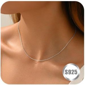 Kal-Collier Argent 925 Femme Fille Chaine Argent Colliers Sans Pendentif Bijoux Colliers Personnalisé Cadeau Anniversaire Femme Enfants Homme Longueur 40cm-60cm - Neuf