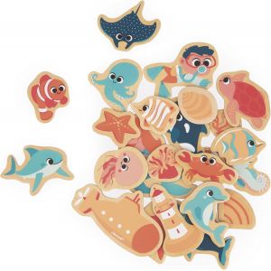 MDY-- 24 Magnets en Bois Aimantés - Thème Marin - Monde Marin - Jouet en Bois - Idéal Tableau ou frigo - Jeu Éducatif Magnétique, pour Manipuler, Expérimenter et s`Amuser - Dès 2 Ans, J09649 - Neuf