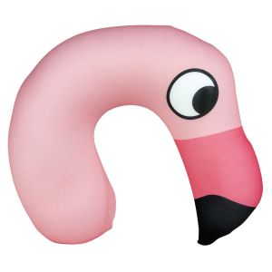 Promotion ! Coussin De Nuque / Oreiller De Voyage 'flamant Rose' Rose - 28x26 Cm - Neuf