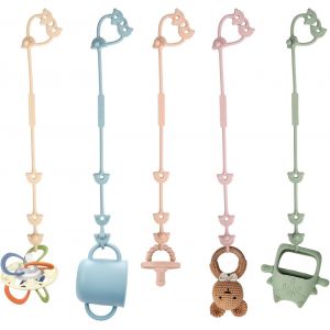 Attache Tetine Silicone-Jouets Pour B&eacute;b&eacute;-Pack De 5 Porte-B&eacute;b&eacute;s,Accessoires Pour Poussettes Pour Poussettes,Chaise Haute,Berceau,Panier,Si&egrave;ge Auto,Panier - Neuf