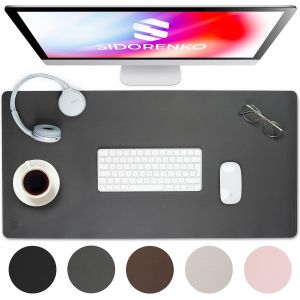 - Sous-main de bureau en cuir synth&eacute;tique - 80 x 40 cm - Beige - Avec bords cousus - Tapis de bureau r&eacute;sistant &agrave; la rouille - Grand sous-main - Tapis de souris XXL - Neuf