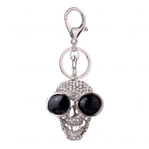 Bijoux &Agrave; La Mode Porte-Cl&eacute;s T&ecirc;te De Mort Forme Pendentif Strass D&eacute;coration Porte-Cl&eacute;s (Argent) - Neuf