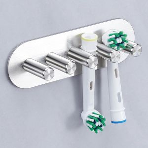 KALANKA-Porte Brosse &agrave; Dents Mural, Support Brosse a Dent Electrique sans Per&ccedil;age, Support de T&ecirc;te de Brosse &agrave; Dents Electrique pour Salle de Bain (Argent, Grand) - Neuf