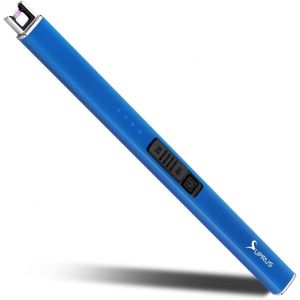 ERYI-Briquet Phosphorescent - Briquet Électrique - Allume-Bougie - Rechargeable Par Usb - Avec Serrure De Sécurité - Coupe-Vent - Plasma Sans Flamme - Pour Barbecue À Bougie (Bleu) - Neuf