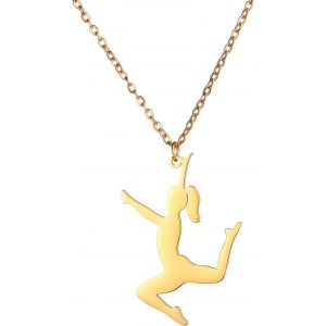Kal-Collier À Breloques De Gymnastique Pour Femme En Acier Inoxydable Élégant Avec Pendentif En Forme De Gymnaste - Neuf
