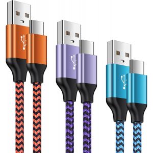 DDA-Cable USB C Charge Rapide, [1M+2M+2M] Chargeur Câble Type C Nylon Cable USB vers USB C pour Samsung Galaxy S25 S24 S23 FE S22 S21 A56 A55 A54 A16 A15 Note 20,iPhone 16 15 Pro Max Plus - Neuf