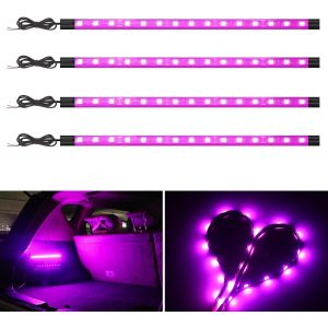 Éclairage Intérieur De Voiture, 12v Bande Led Intérieur Auto 30cm 5050 15 Smd Voiture Intérieur Bande Étanche Pour Moto, Voiturette De Golf, Décoration De Bateau (4pcs Rose) - Neuf