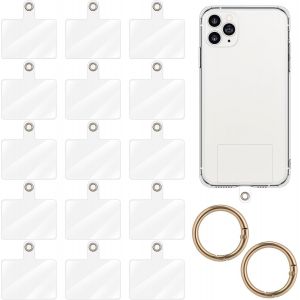 KAL-5Pcs Cordon Telephone Portable Patch Sans Per&ccedil;age, Patch Pour Laniere Telephone Portable R&eacute;glable, Pvc Patch Attache Telephone Avec 2 Bague Alliage, Dragonne Chaine Telephone Portable - Neuf