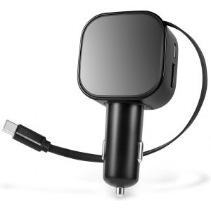 JGD-Nexode 105 W 3 en 1 allume-cigare USB-C extensible 65 W C&acirc;ble USB-C int&eacute;gr&eacute; Accessoire de voiture 12 V Adaptateur de voiture pour iPhone 16/15, MacBook, Galaxy S25/24, GPS (PD65W/PD20W/QC20W) - Neuf