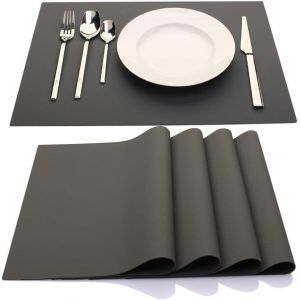 Eryi-Lot De 4 Sets De Table En Silicone Pour Enfants, Imperméables, Résistants À La Chaleur, Antidérapants, Faciles À Nettoyer(Gris Foncé) - Neuf
