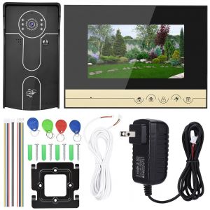 Sonnette video HD 7 pouces avec camera et interphone video, systeme de visiophone pour maison, carte d'identite RFID, prise americaine - Neuf