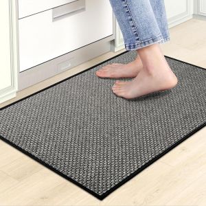 Chenquansarl-Tapis Cuisine Devant Evier, Tapis Couloir Lavable Et Antidérapant, Tapis Tressé, Tapis De Pas Facile À Nettoyer Pour Manger, Buanderie, Noir, 50x80cm - Neuf