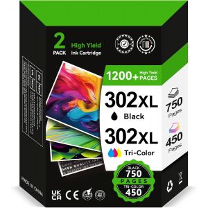 ASFASFq-INKYEAH Cartouche 302 XL Noir et Couleur, Encre 302XL Remplacement pour Cartouche Encre HP 302, Cartouche Imprimante 302 pour OfficeJet 3831 5232 4650 4658 5230 DeskJet 3630 3636 3639 Envy 45 - Neuf