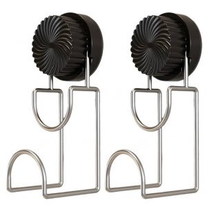 Crochet De Lavabo &Agrave; Aspiration,Support De Rangement Rotatif Pour Lavabo,Support De Rangement Mural En Acier Inoxydable,Accessoires De Salle De Bains.2 Pcs Black. - Neuf