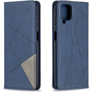 SJZG-Coque Pour Samsung Galaxy A12, Housse Portefeuille En Cuir Etui De Protection Avec Slim Tpu Silicone Bumper Antichoc Magn&eacute;tique Flip Case, Porte Cartes Avec Fonction Support Cover (Bleu) - Neuf