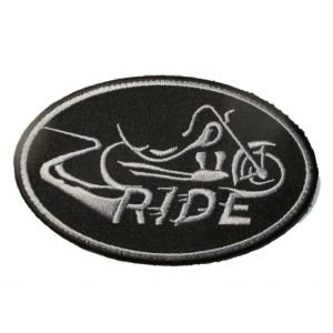 Patch Ovale Logo Ride Avec Une Moto 10x6.5cm Ecusson Thermocollant Biker Motard - Neuf