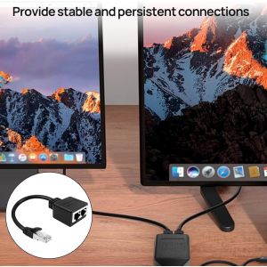 RJ45.1 Male to 2 Female Ethernet Power Adapter Coupler,1 Piece,Black RJ45 Splitter RJ45,Compatible with Ethernet Cat5,Cat5e,Cat6,Cat7 - Neuf