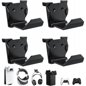 Lot de 4 supports muraux pour manette de PS5, Xbox, commutateur, support mural pour manette et casque, installation adh&eacute;sive/vis (noir) - Neuf