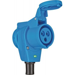 Prise de Courant &eacute;lectrique CEE et Prise de Courant fran&ccedil;aise Solutions Outdoor avec clapets &agrave; Fermeture Automatique (Deux Prises en Une, 16A, 2P+T, IP44) Bleu - Neuf