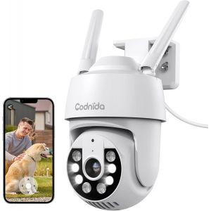 Caméra De Surveillance Extérieure Wi-Fi 5 Mp 2,4/5 Ghz Avec Détecteur De Mouvement, Suivi Automatique, Enregistrement 24H/24, 7J/7, Vision Nocturne Colorée, Ip66, Audio Bidirectionnel, Noir - Neuf