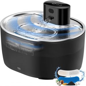 Chenquansarl-Fontaine À Eau Chat Sans Fil, 3.2l, Fontaine À Eau Pour Chat Silencieuse, Fontaine À Eau Automatique, Batterie 5000mah Rechargeable, Distributeur D'eau Avec Inox Plateau Dabreuvement - Neuf