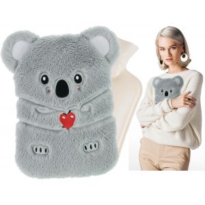 Bouillotte avec housse douce-Bouillotte en peluche moelleuse de 1 l-Bouillotte avec chauffe-mains-Pour homme et femme.[I85] - Neuf