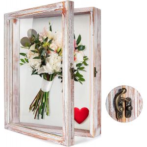 Cadre de bo&icirc;te d'ombre 20x25cm Shadowbox Vitrine Cadre Photo avec Bouquet M&eacute;dailles Linge Heirlooms Retour Bo&icirc;te M&eacute;moire Photo Militaire - Neuf